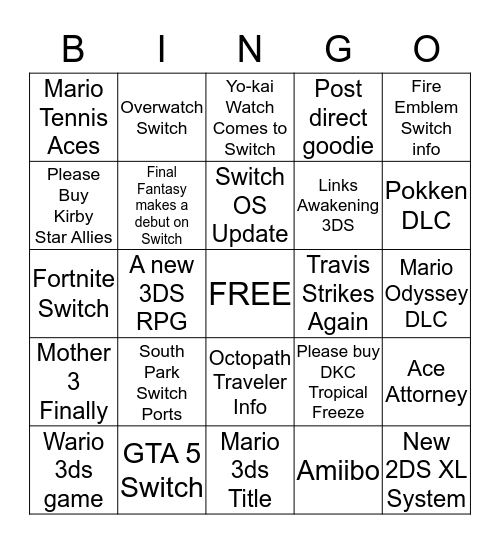 Direct Bingo Card