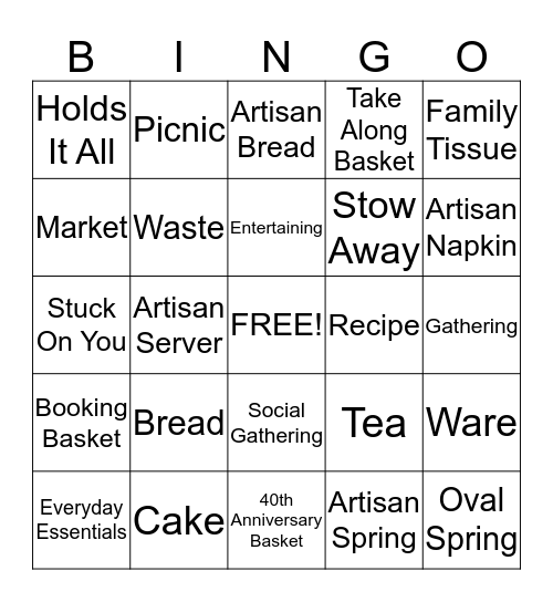 Longaberger Basket Bingo Card