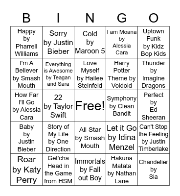 MUSIC BINGO Card