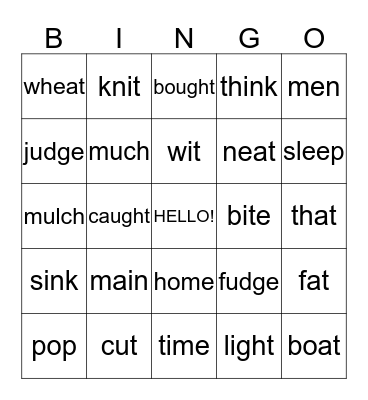 Pronunciation Bingo Card