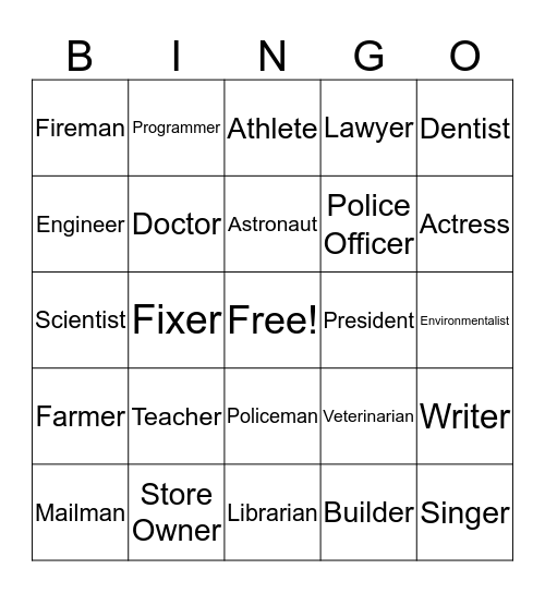 Job Bingo Card