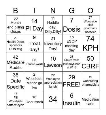 Pharmacy  Bingo Card