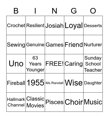 Delois Birthday Bingo Card