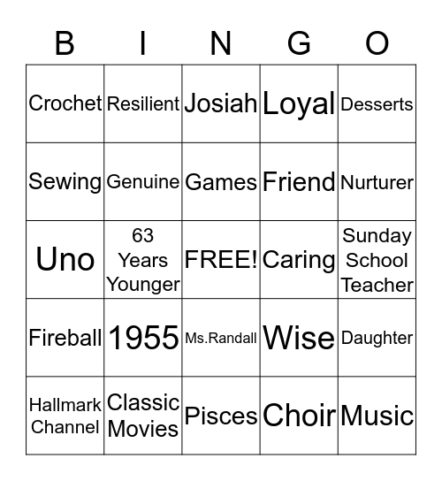Delois Birthday Bingo Card