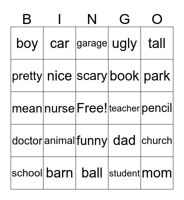 room 5 Bingo Card