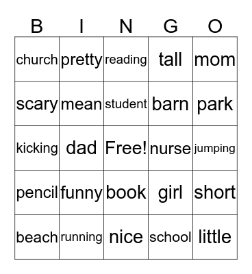 room 5 Bingo Card