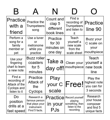 Spring Break BANDO Bingo Card
