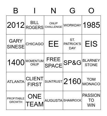 SUNTRUST Bingo Card