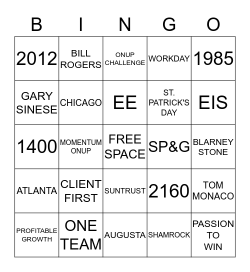 SUNTRUST Bingo Card