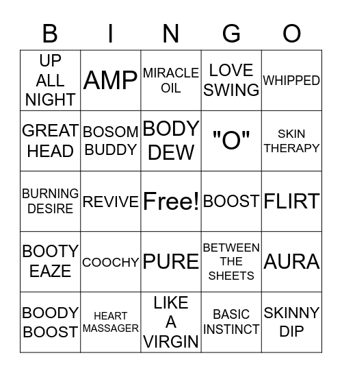 PURE ROMANCE Bingo Card