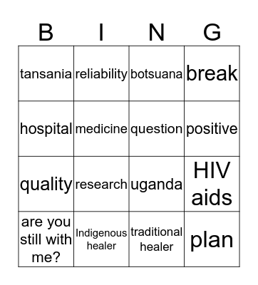 Research Bingo Card