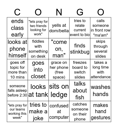 Bio Bingo! Bingo Card