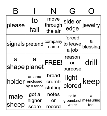 Context Clues Bingo Card