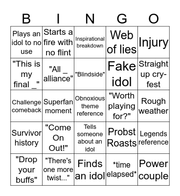 Survivor Bingo Card