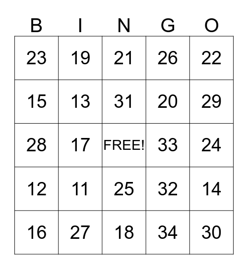 1st Year Bingo Card