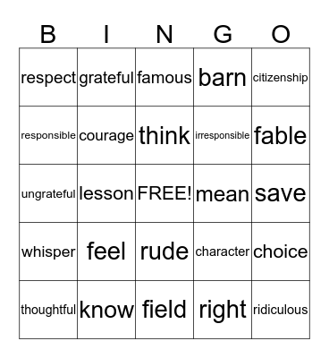 unit 4 Bingo Card