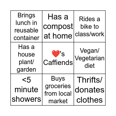 Sustaina-BINGO Card