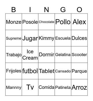 Reyes Bingo Card