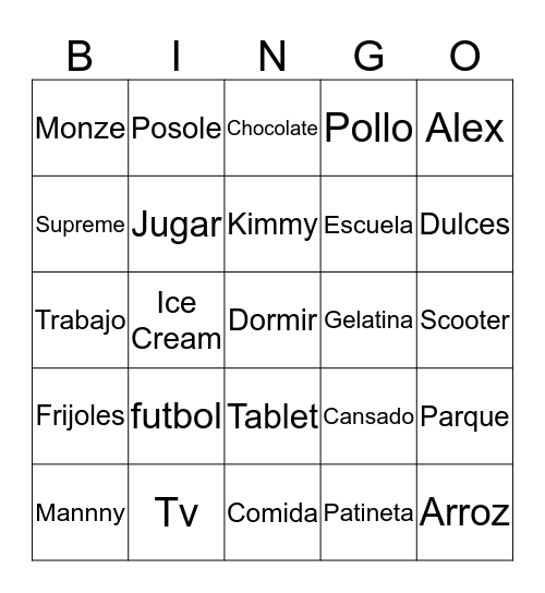 Reyes Bingo Card