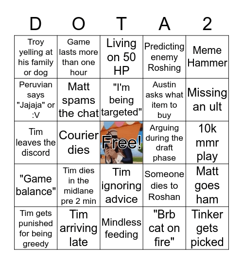 Dota Bingo Card