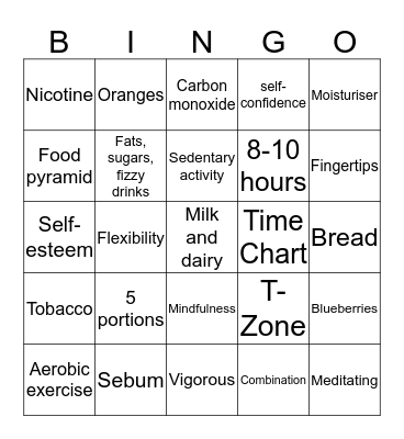 Balanced Lifestyle Bingo Card