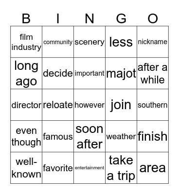 garam unit 1 Bingo Card