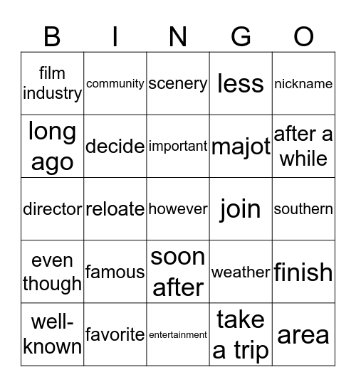 garam unit 1 Bingo Card