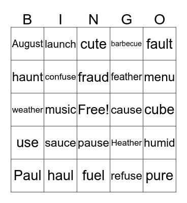 2nd Unit 3-6 Review Bingo Card