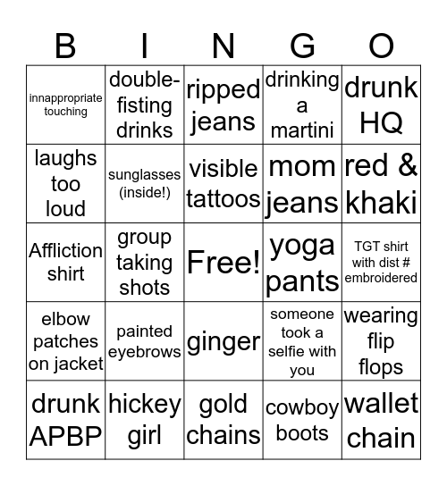 AP Dinner Bingo Card