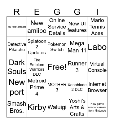 Nintendo Direct March 2018 Bingo Card