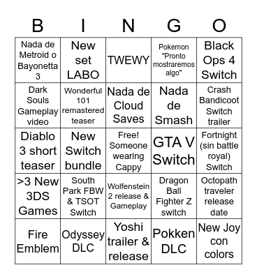 Switch Direct marzo Bingo Card