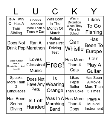 "Pot O' Gold" Bingo Card