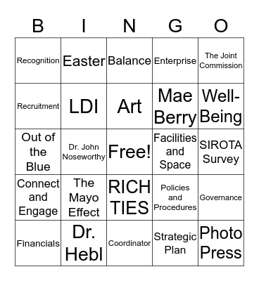 Employee Forum BINGO Card