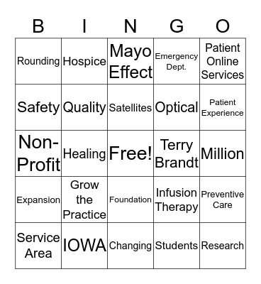 Employee Forum BINGO Card