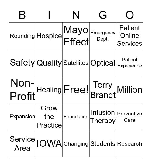 Employee Forum BINGO Card