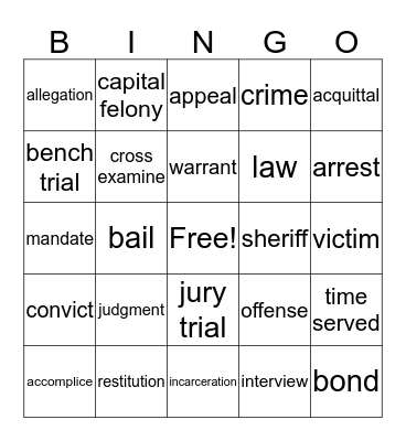 Competency Bingo Card