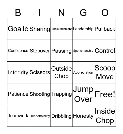 Soccer Shots Bingo Card