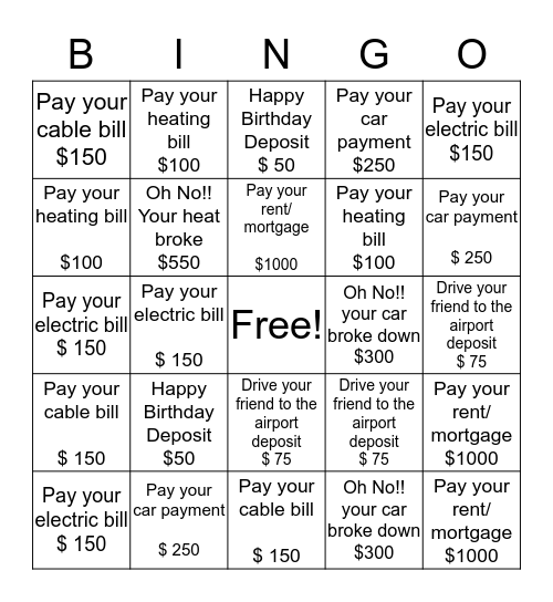 Real Life Bingo Card