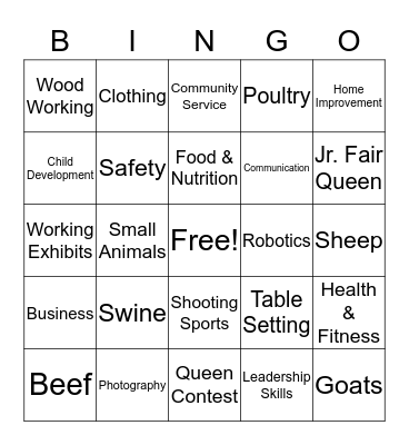 Family Fun Day Bingo  Bingo Card