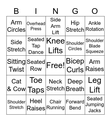 Fitness Bingo Card