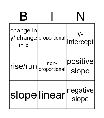 Vocabulary Bingo Card