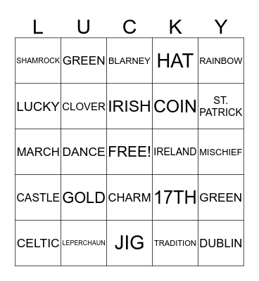 Pot of Gold BINGO Card