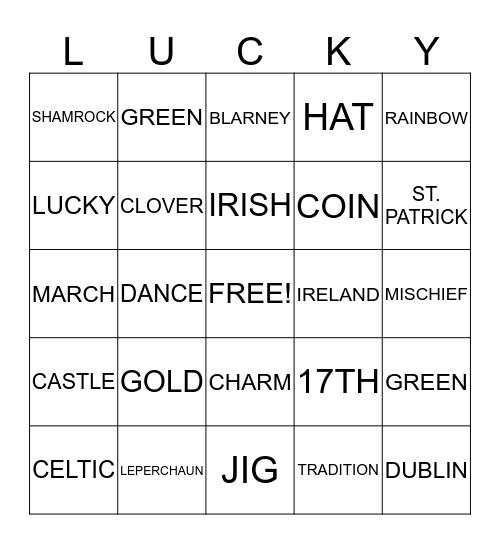 Pot of Gold BINGO Card