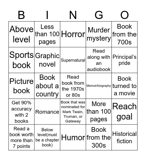 AR BINGO Card