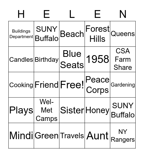 Happy Birthday Bingo Card