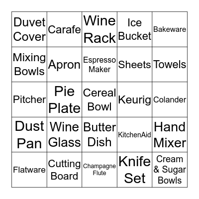 Bridal Shower BINGO Card