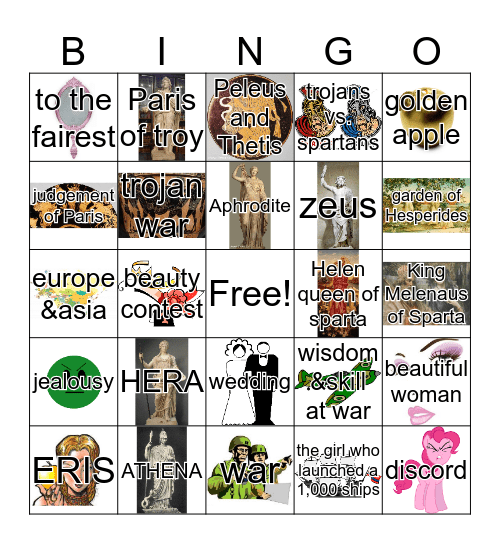 Judgment of Paris Bingo Card