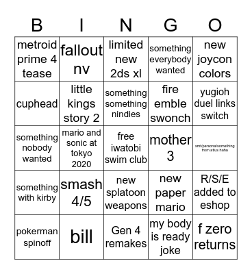 nintendir 3/8 Bingo Card