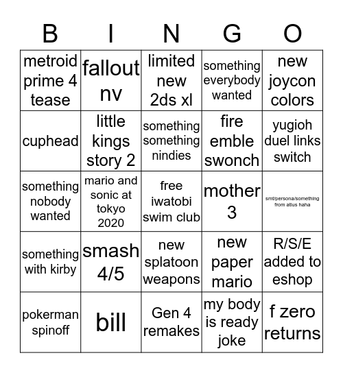 nintendir 3/8 Bingo Card