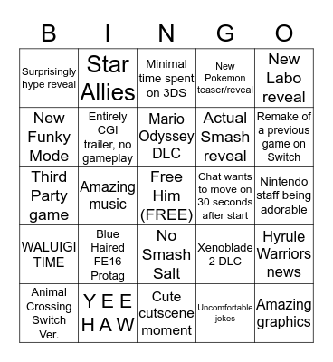 Switch Direct Bingo Card